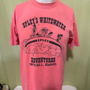 Vintage Epley's Whitewater Adventures McCall Idaho Men's Pink Shirt Large 50/50